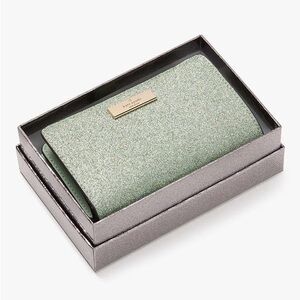 Kate Spade Kenzie Boxed Glitter Medium Compact Wallet Seawater New in gift box